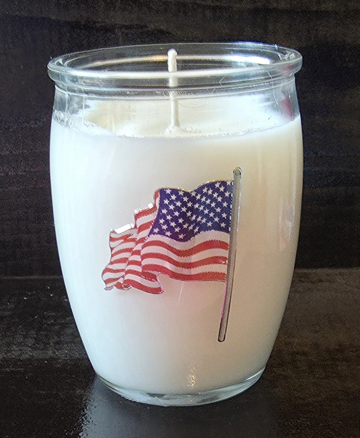 Strawberries & Cream Waving American Flag Curved Glass Jar Candle