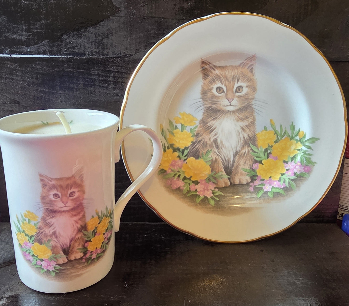 Lanikai Gardenia Vintage Kitten Ceramic Mug Candle