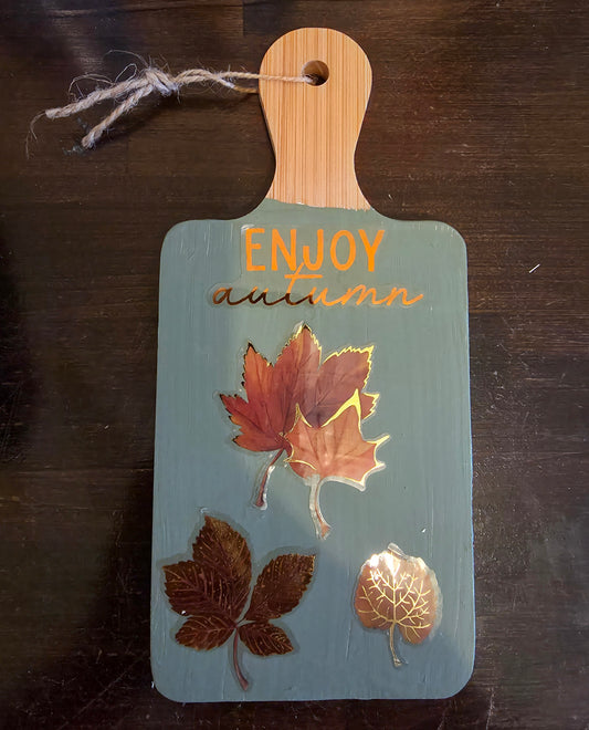 Hand-Painted Sage Green Fall Cutting Board Sign