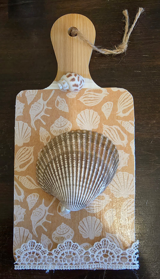 Coastal Shell & Lace Cutting Board Wall Hanging