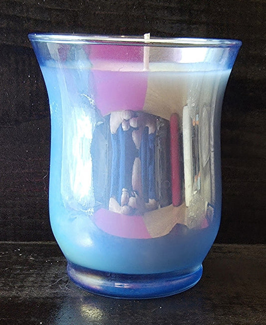 Iridescent Blue Shimmer Hourglass Jar Candle